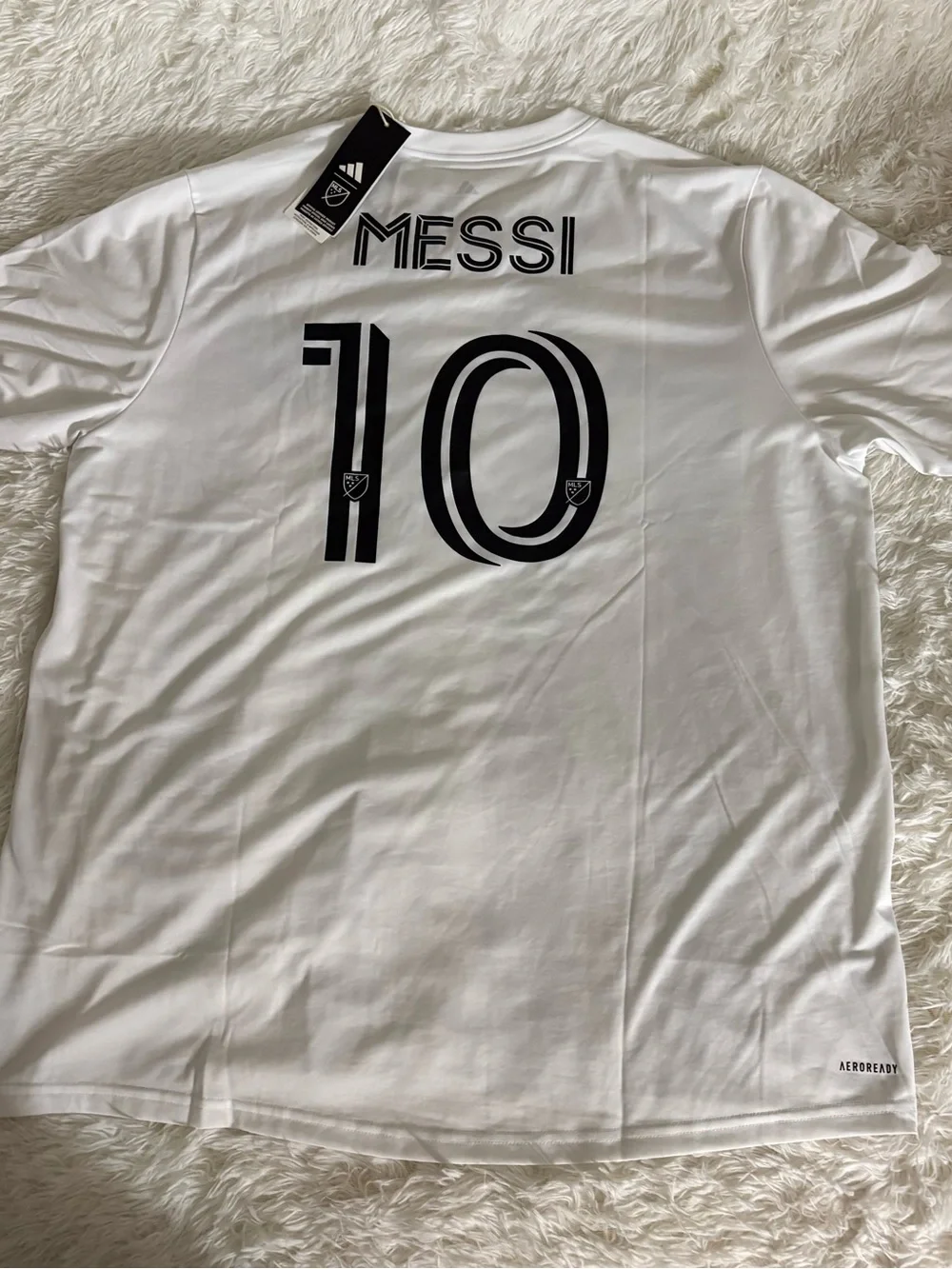 adidas White Inter Miami Men's Soccer Jersey with Black Accents